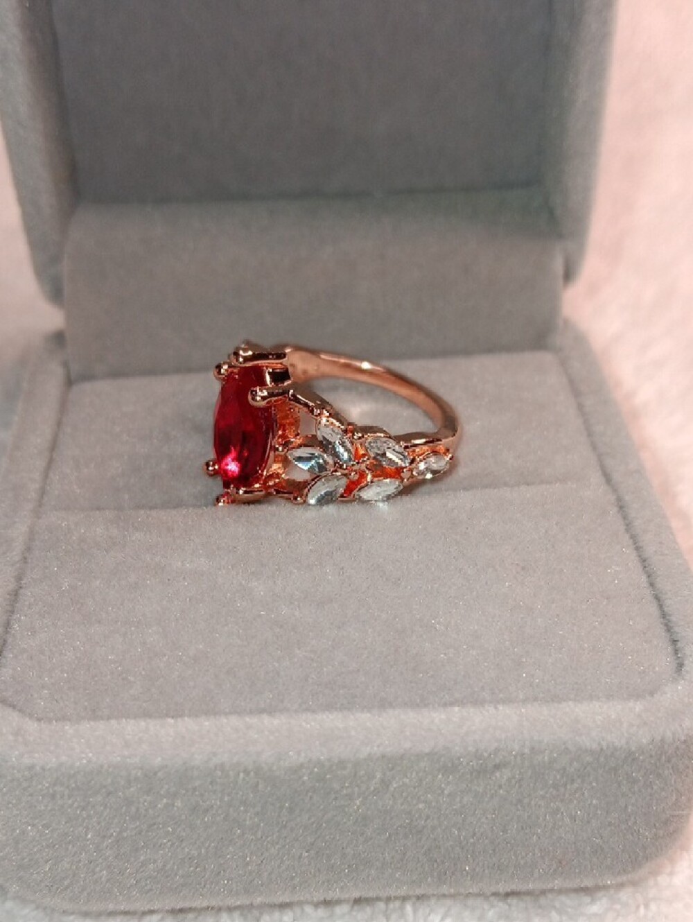 Rose Gold Ring with Red Marquise Stone - Size 6 NWOT - Picture 4 of 5
